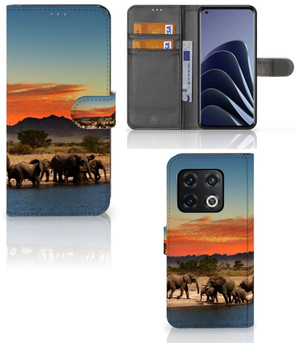 OnePlus 10 Pro Telefoonhoesje met Pasjes Olifanten