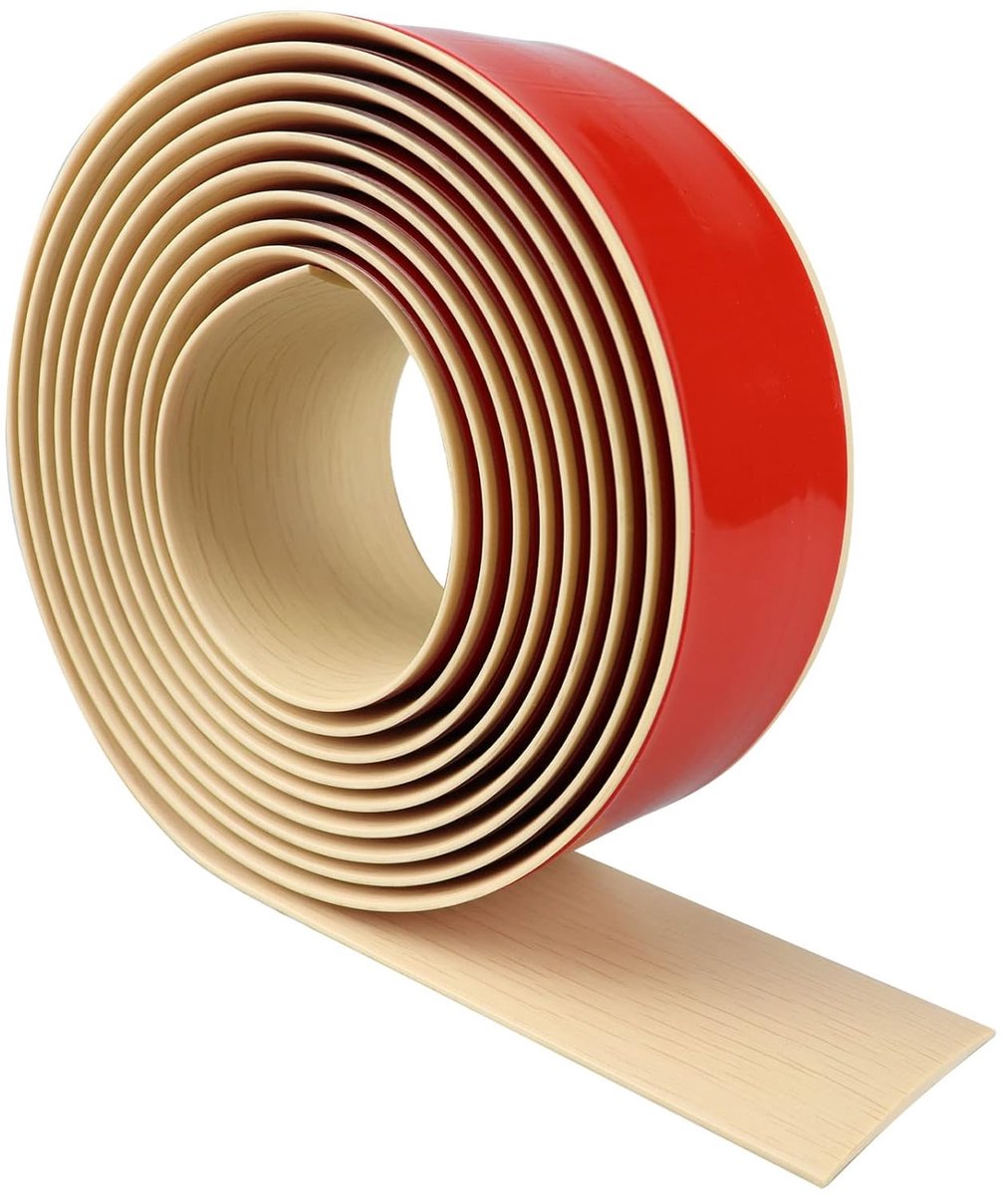 Drempellijst Zelfklevend - Plat Overgangsprofiel - Vloer Afwerken - Duurzaam PVC Materiaal - 200 x 5 cm - Houtnerf Beige