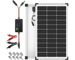 Voltset 100W Zonnepaneel Kit: 12 Volt Monokristallijne Zonnebatterij Trickle Charger Onderhouder met 20A PWM Controller - Waterdichte Zonnelader voor RV Trailer Truck Camper Boten Voertuig