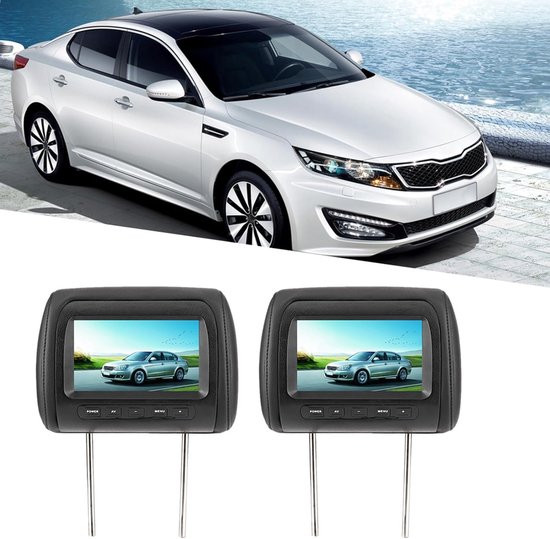 Hoofdsteun Monitor - Auto Scherm - Reis Vermaak - Dubbelkanaals Infrarood - 7 Inch - Zwart — afbeelding 2