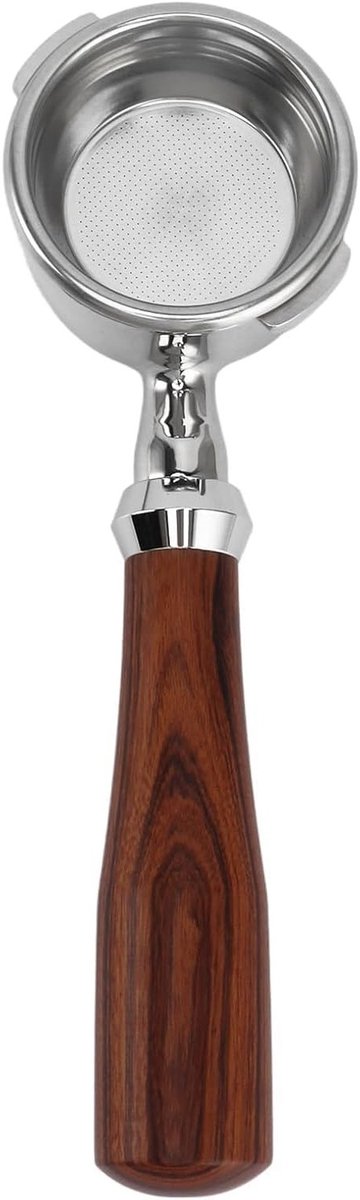 Professionele 58mm Bottomless Porta Filter met Dubbele Oren en Houten Handvat voor Koffiemaker, Ideaal voor Espresso en Koffiezetapparaten