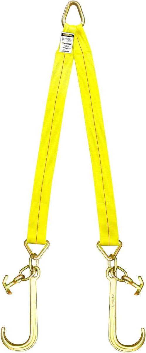 Herstel V-Strap - Trekriem met Haken - Voertuigen Slepen - Hoge Capaciteit 16000 LBS - 3" x 36" - Geel