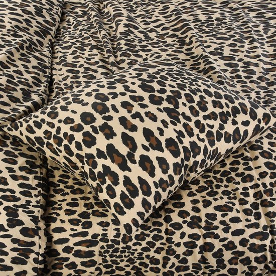 Dekbedovertrek Panter Beige Bruin 200x200/220 - 100% Katoen - Panterprint - Ademend van Merkloos — afbeelding 5