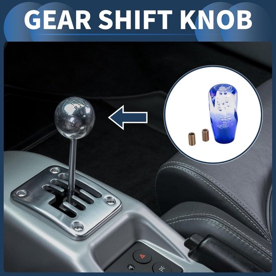 Auto Shift Knop, 10cm Universeel voor Automatische en Handmatige Voertuig Versnellingspook Knop met 2 Adapter Acryl Helder Blauw, 1 Set — afbeelding 2