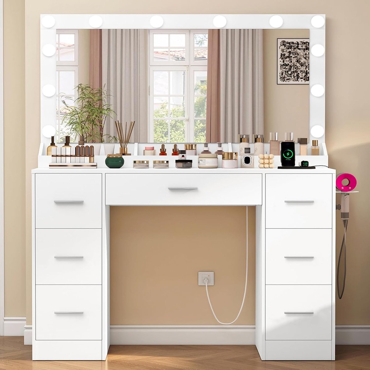 Kaptafel met Spiegel en Verlichting - Make-up Tafel - Make-up tafel - Sfeer