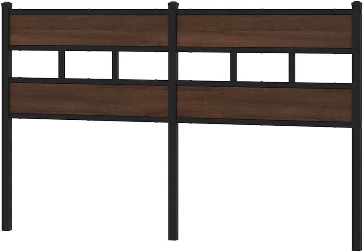Hoofdbord Hout Staal - Bed Hoofdbord - Ondersteuning Rug - Klassiek Trendy Design - 135 cm - Bruin Eiken