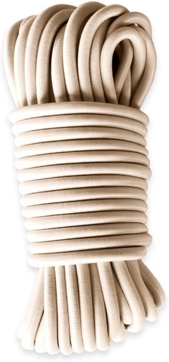 Elastisch Touw - Bungee Koord Spanschoen - Zeilen Bevestigen - UV Bestendig - 30 meter 9 mm - Ivoire