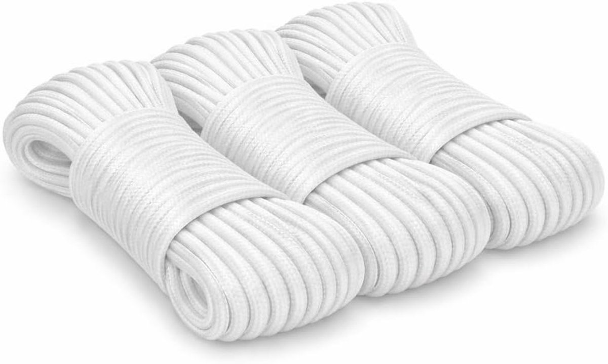 Polypropyleen Touw - Vlaggenlijn Touw - Multi-purpose Gebruik - UV Bestendig en Schokabsorberend - 6.35mm x 24.4m - Multikleur