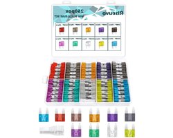 Mini Zekering Assortiment - Auto Zekering Set - Voertuig Beschermen - 10 Standaard Maten - 240 Stuks - Grijs