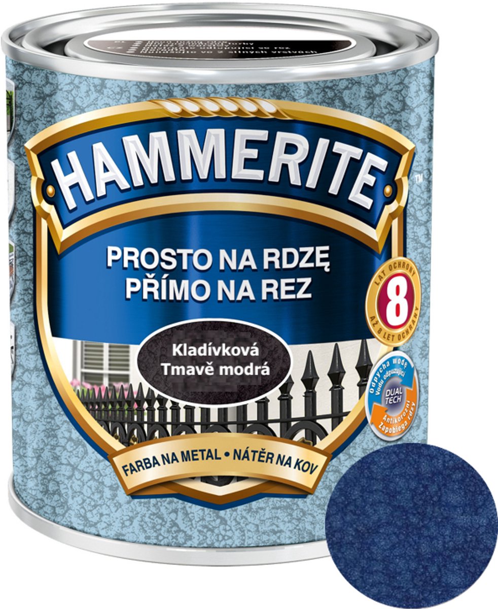Hammerite Direct op roest hamer 0,25l, Lichtblauw
