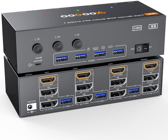 KVM Switch 3 PC - Monitor Switcher - Meerdere Computers Besturen ...