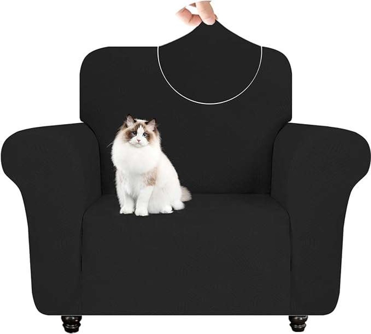 CE Serie - Stretchbare Sofahoes - 1-zits - Zwart - Elastische Pasvorm