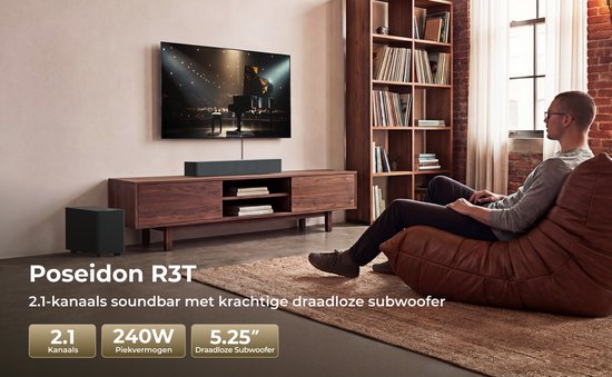 ULTIMEA 2.1-kanaals Soundbar met draadloze subwoofer, app-bediening, soundbar voor TV, Bluetooth 6.0, HDMI, optisch, 240 W piekvermogen, Poseidon R3T van Merkloos — afbeelding 2