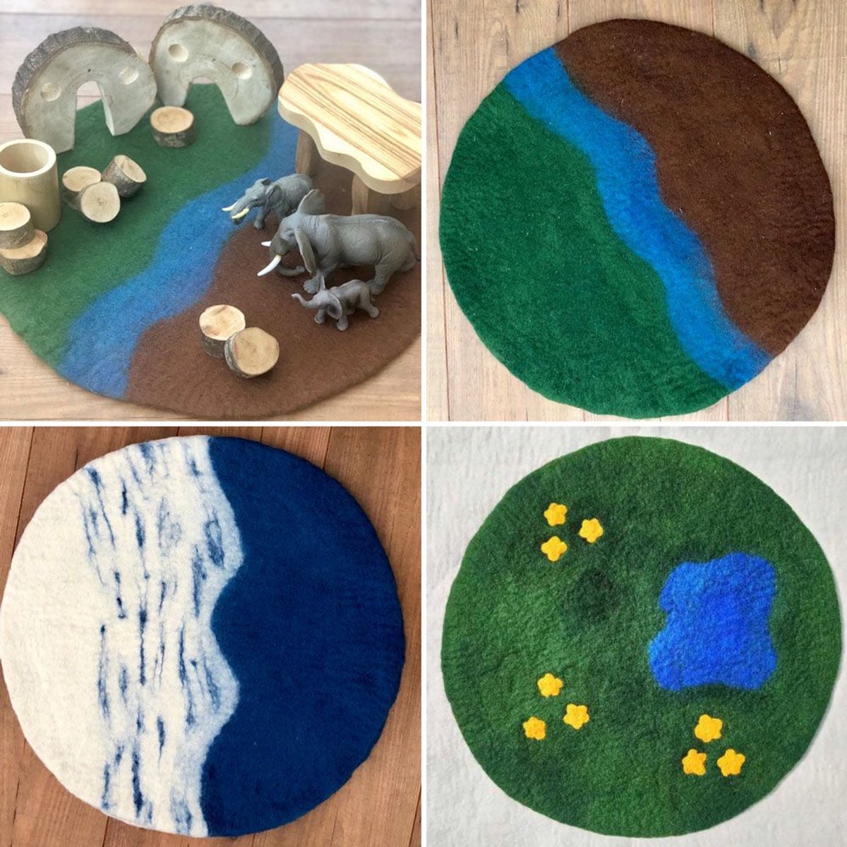 Cosy vilt scenery matten speelset 3 stuks voor fantasierijk spel.