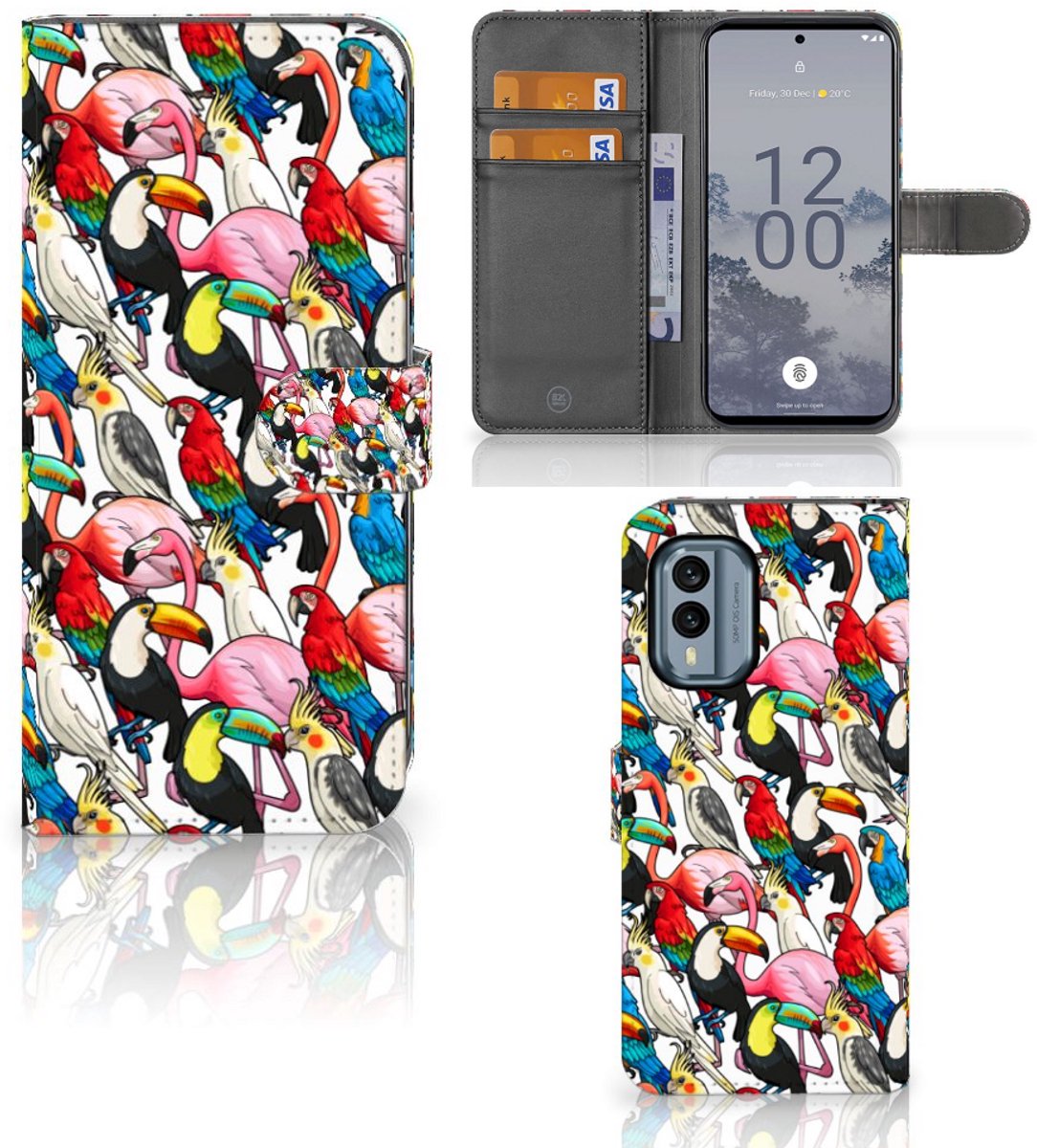 Boekhoesje voor Nokia X30 Telefoonhoesje met Pasjes Birds