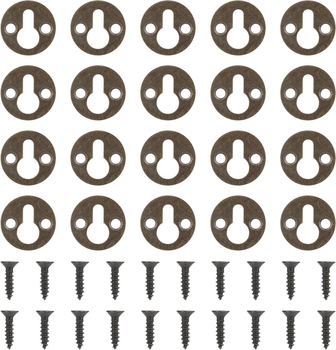 Ronde Fotolijsten Hangers met 25mm Metalen Sleufplaat voor Muren en Spiegels, Inclusief 40 Schroeven voor Eenvoudige Bevestiging
