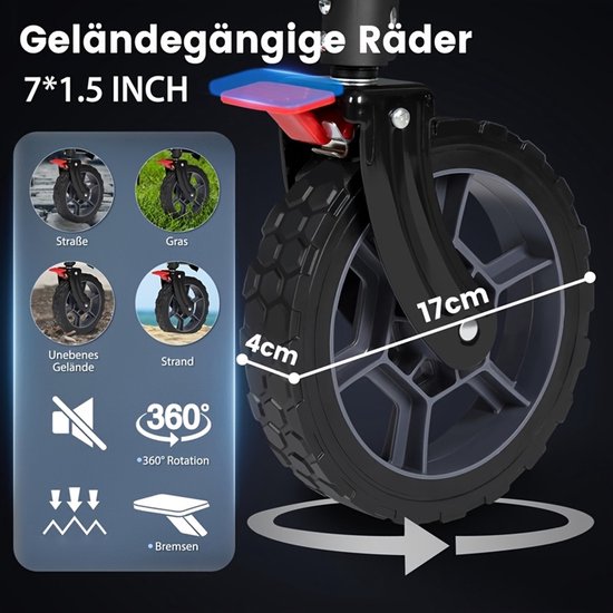 Bolderkar-Heavy-duty terreinkar-Opvouwbare bakwagen 200L/capaciteit 200kg-17x10cm -Wielen met remmen-duurzaam canvas-Blauw . van Merkloos — afbeelding 3