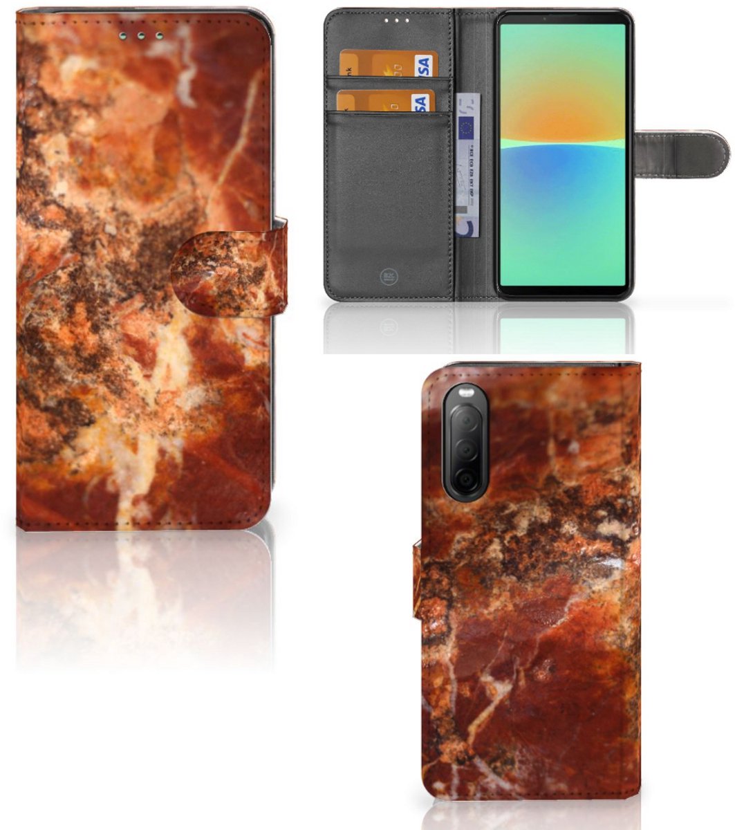 Sony Xperia 10 IV Bookcase Marmer Bruin