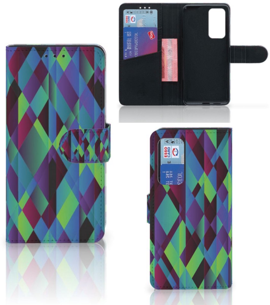 Huawei P40 Book Case Abstract Green Blue