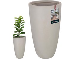 Plantenvaas Bloempot - Moderne Vaas - Buiten Decoratie - Duurzaam Fiberclay - Hoogte 62cm - Grijs