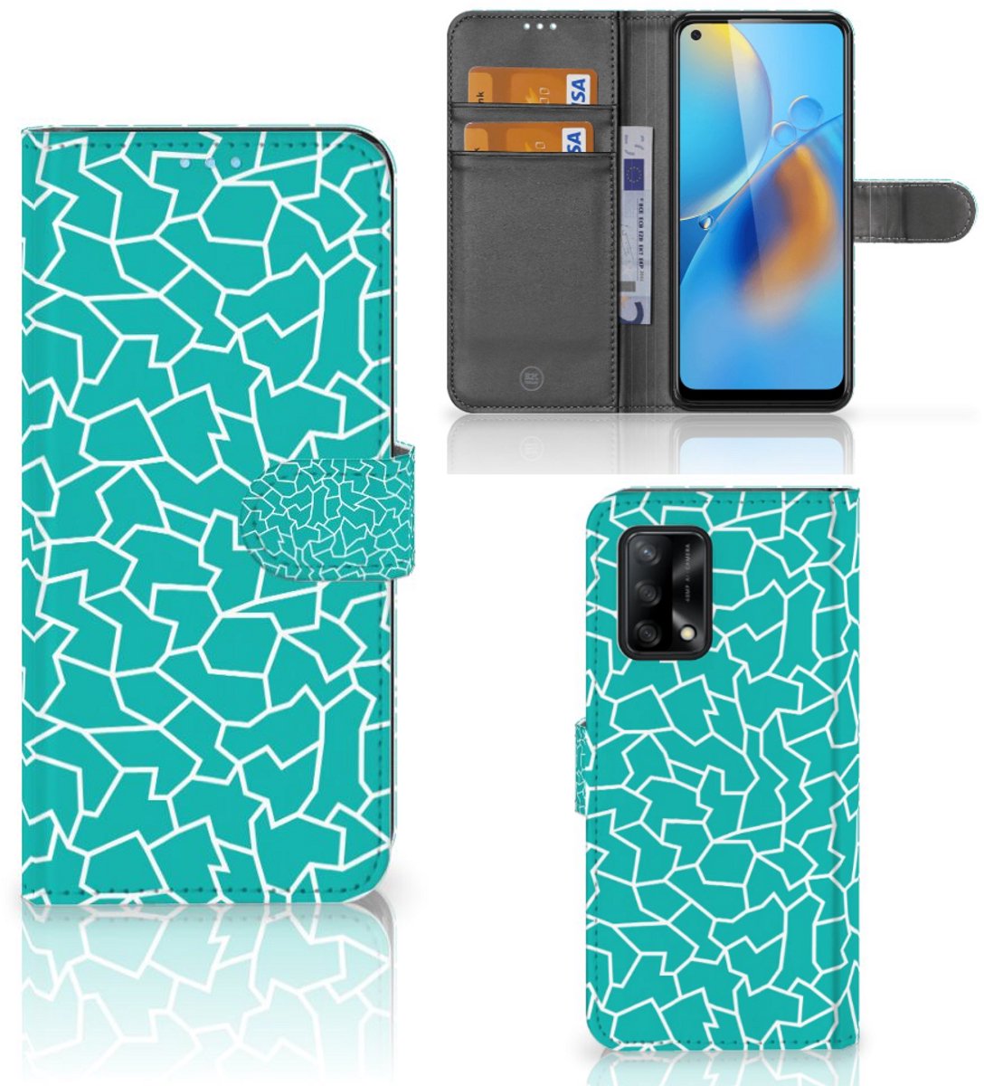 OPPO A74 4G Hoesje Cracks Blue