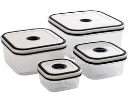 Luchtdichte Voedselcontainers - Bewaarboxen Keuken - Voedsel Vers Houden - Met Datum Indicator - 230 500 1100 2120 ml - Zwart