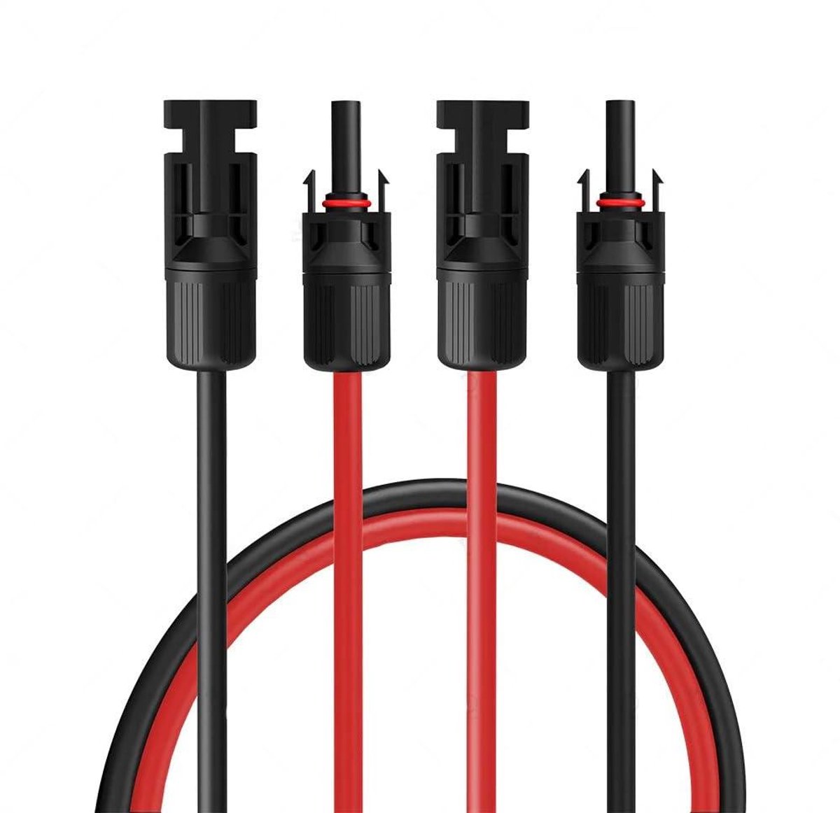 Solarkabelset H1Z2Z2-K - PV Kabel Zonnepaneel - Zonne-energie Installeren - UV- en Weerbestendig - 2 x 6 m - Zwart/Rood
