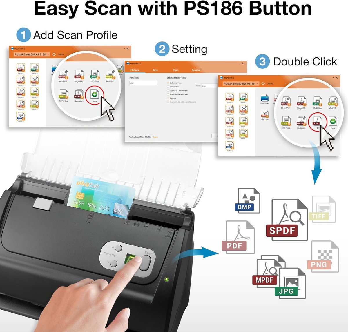 Documentenscanner - Desktop scanner - Papierwerk digitaliseren - Dubbelzijdig scannen - A4 formaat - Zwart thumbnail 5