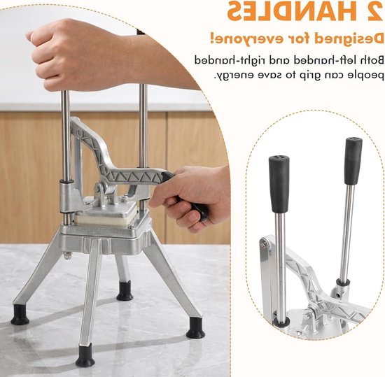 Professionele Aardappel Snijder voor Frieten, Groenten en Fruit - RVS, 6 mm, 9 mm, 13 mm, Inclusief 8 Wedges, Ideaal voor Aardappelen, Wortelen en Komkommers — afbeelding 4