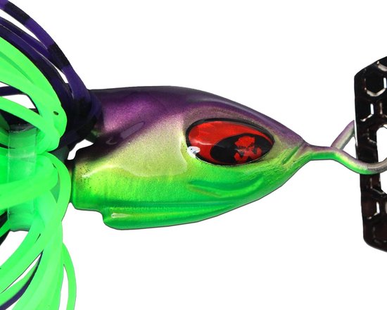 Chatterbait Kunstaas - Bewegend Lokaas Vissen - Roofvis Vangen - Agressieve Fladderende Beweging - 10 gram - Paars Chartreuse — afbeelding 3