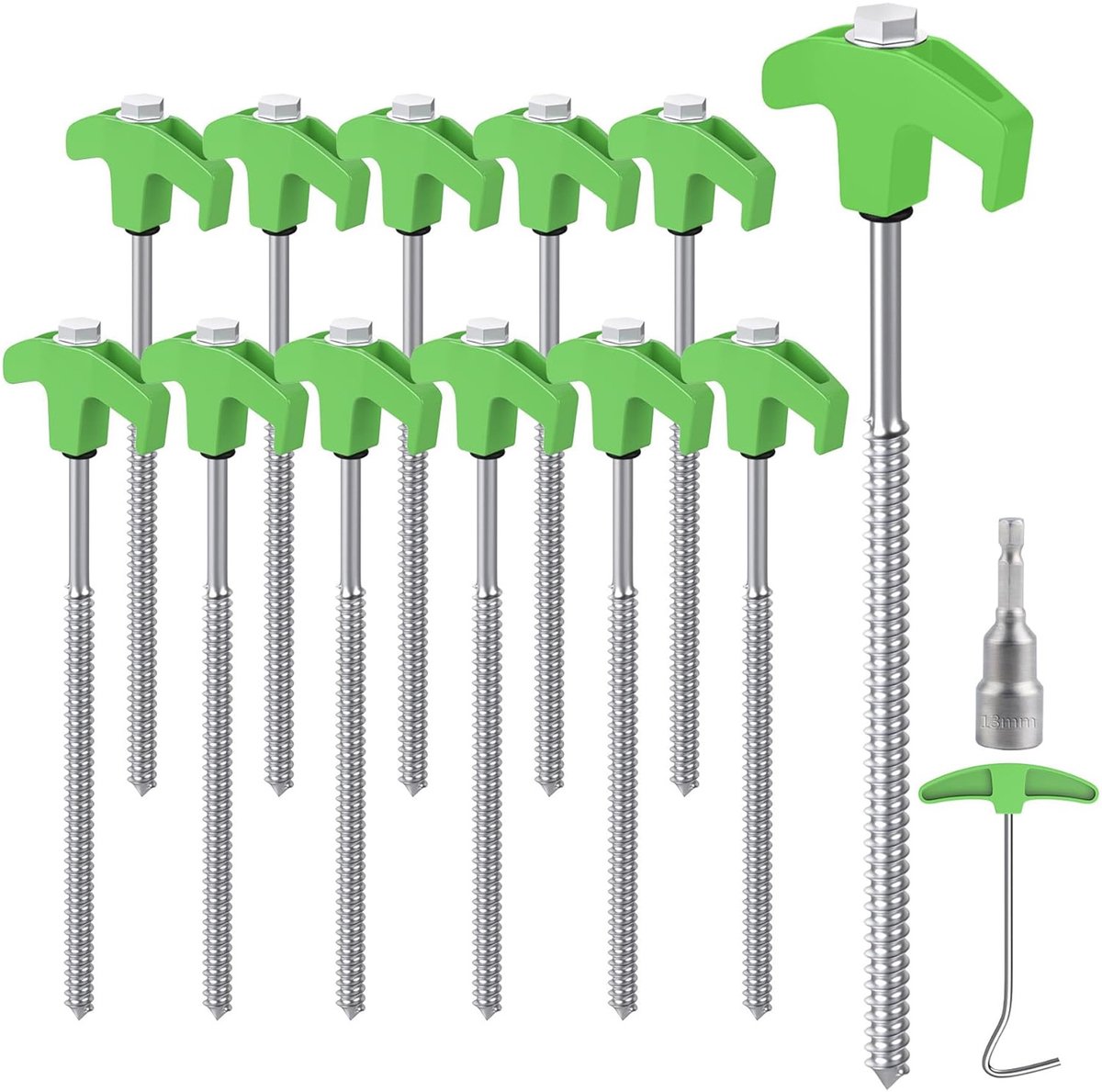 Travelhawk Tentharingen - Gegalvaniseerd Staal - Grondhaken - Tent Haring - Tent Spijker - 12 Stuks - Groen