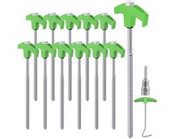 Travelhawk Tentharingen - Gegalvaniseerd Staal - Grondhaken - Tent Haring - Tent Spijker - 12 Stuks - Groen