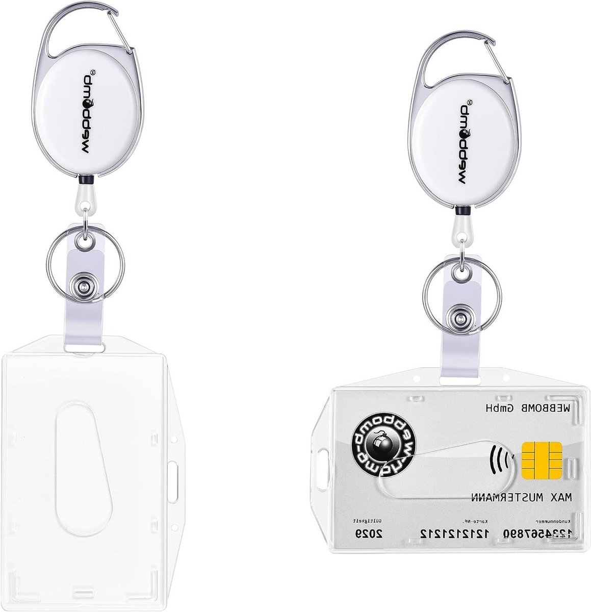 ID-kaarthouder met Jojo - Badgehouder Sleutelhouder - Identificatie Tonen - Horizontaal/Verticaal Bruikbaar - 96 x 63 mm - Wit