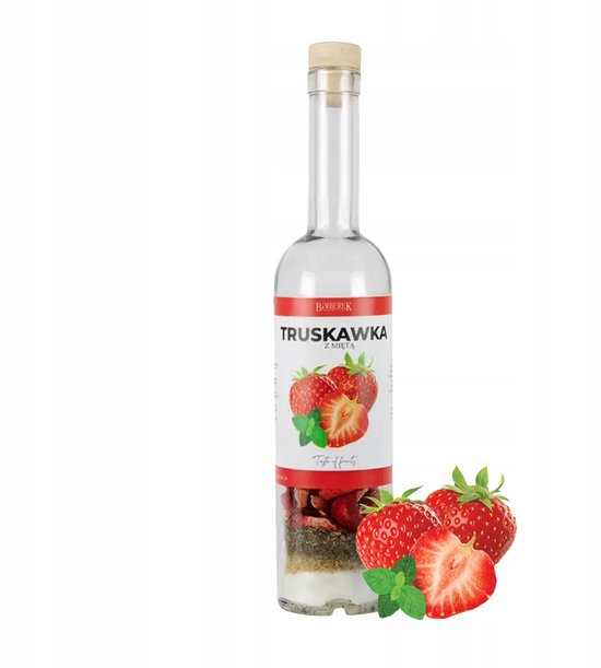 Bimberek - Flesje Eigen Likeur - 500ml - Gevriesdroogd Fruit - Aardbei Munt van Bimberek — afbeelding 4