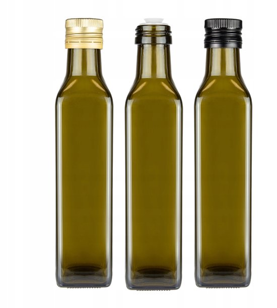 Bimberek Marasca Serie - Olijfolie Fles - 250ml - Olijfgroen Glas - Met Doseerdop — afbeelding 4
