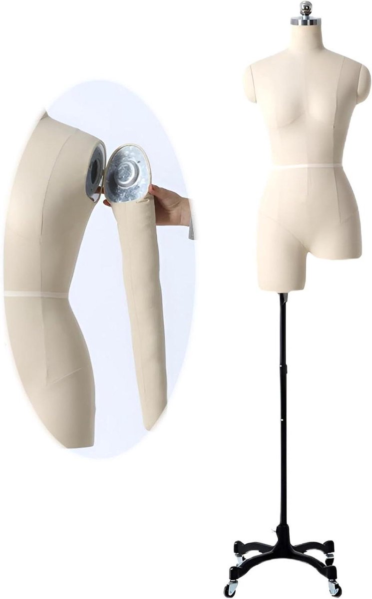 Jurk Vorm Mannequin - Kleermaker Dummy - Kleding Maken - Verstelbare Hoogte - Model 82 - Wit