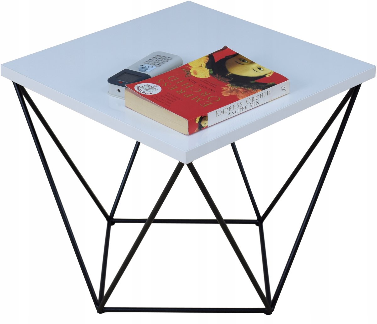 FutuStal - Stalen Koffietafel - Zwart/Wit Glans - Vierkant - 40x40 cm