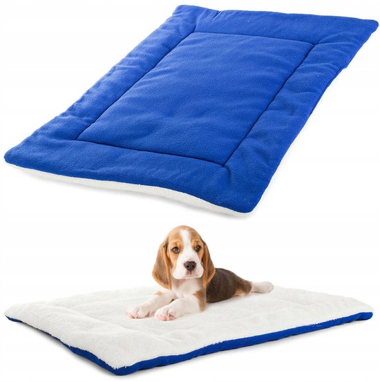 Hondenkussen van 100% zachte polyester - Hondenbed - Huisdiermat - Makkelijk te reinigen - Maat M - 50 x 35 x 2 cm - Blauw