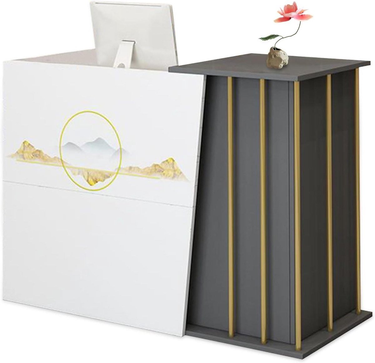 Receptiebalie Bureau - Ontvangsttafel Kassabalie - Kantoor Inrichten - Afsluitbare Lade - 120 cm - A