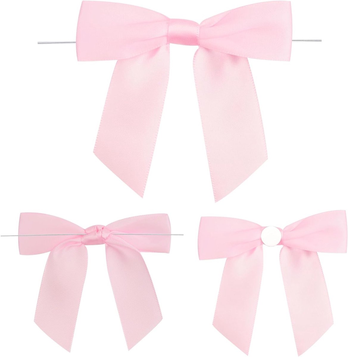 50 Stuks Roze Kant-en-klare Strikken - Zelfklevende Satijnen Strikken voor Cadeaus, Knutselen en Cadeauverpakking