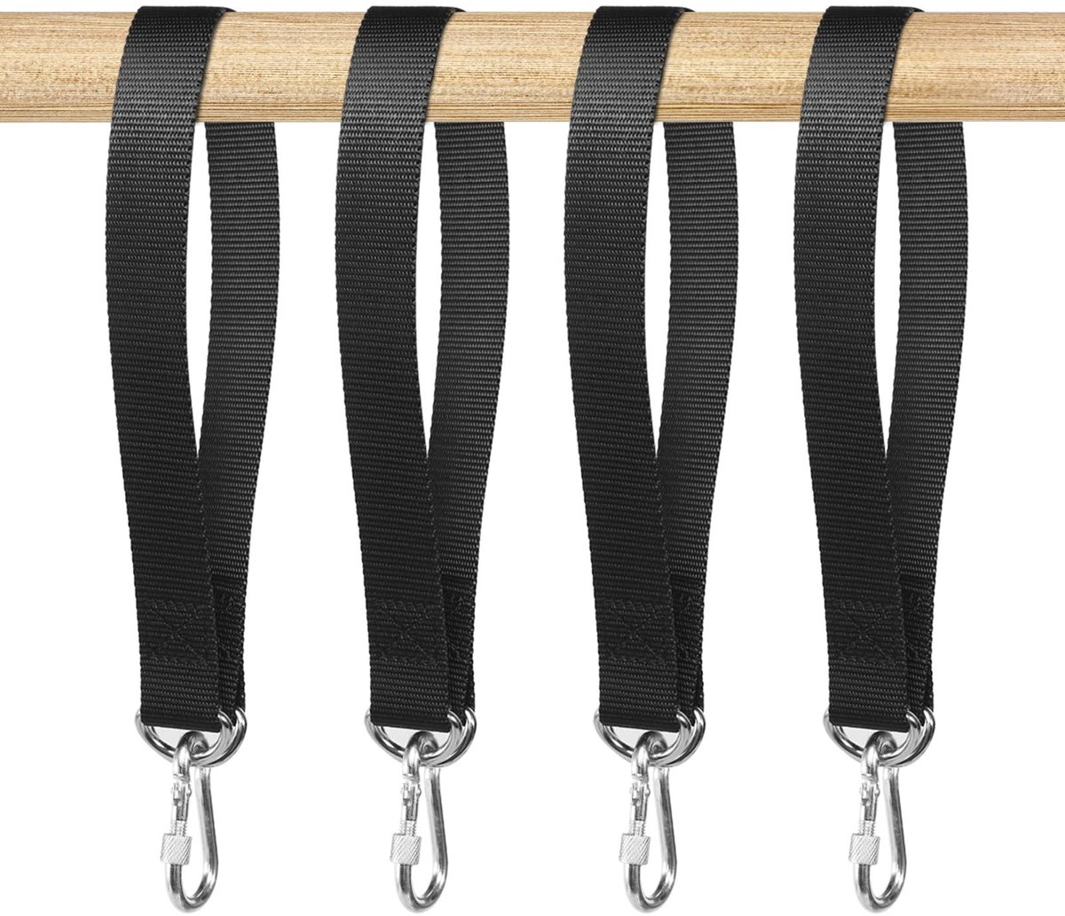 Cosensi - Hammock Mounts - Swing Straps - Hoogwaardige verbinding - 50cm x 25mm - Carabiner Hooks - Ideaal voor binnen en buiten - 4 stuks