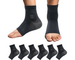 3 paar - Compressiesokken voor enkel- en hielondersteuning - Verlicht hielspoor - S/M - Zwart - Compressiesokken - Beschermt de enkel - Biedt voetboogondersteuning - Sokken