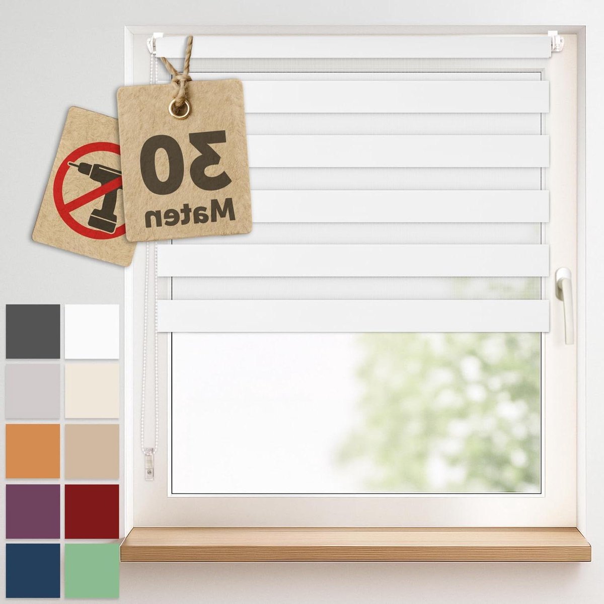 Blumtal Dubbele rolgordijn Klemmfix zonder boren 90x130 cm – individueel verstelbare rolgo