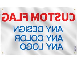 Anley Custom Flag 3x5 Foot Custom Flags Banners - Personaliseer Print uw eigen logo/ontwerp/woorden - Levendige kleuren, canvas header en dubbel gestikt 3 x 5 ft - enkelzijdig (4 hoekdoorvoertules)