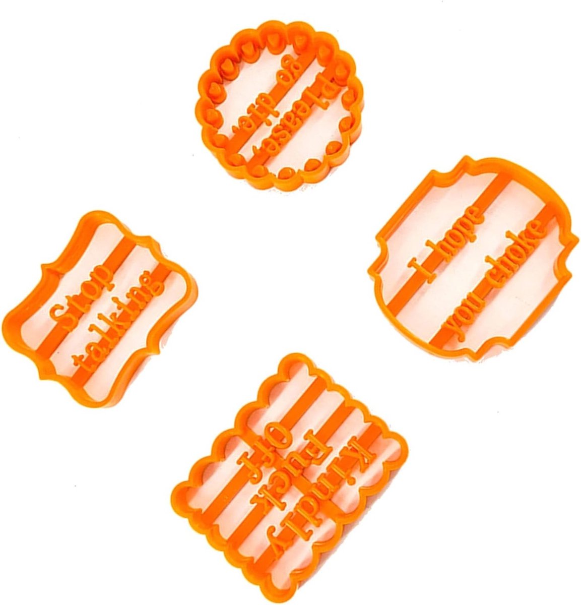 Dailygoods- Cookie Snijders 4 Stuks - Grappige Zinnen - Feestelijke Ontwerpen - Veelzijdig Gebruik - Verbeterde Voedseldecoratie - Voor Taart/Cupcake Decoraties - Koekjesvormpjes