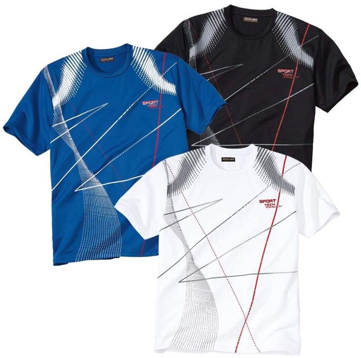ATLAS FOR MEN - Set van 3 Sport Tech T-shirts - Heren - Verkrijgbaar in grote maten - 4XL
