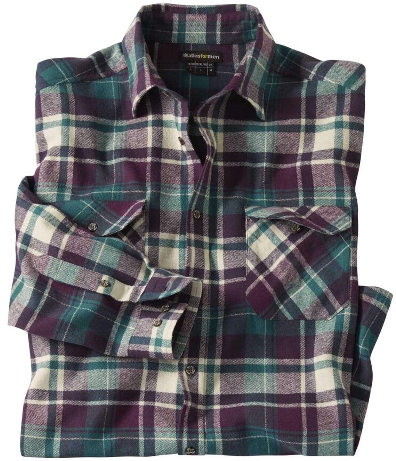 ATLAS FOR MEN - Geruit overhemd van flanel - Heren - Verkrijgbaar in grote maten - 4XL