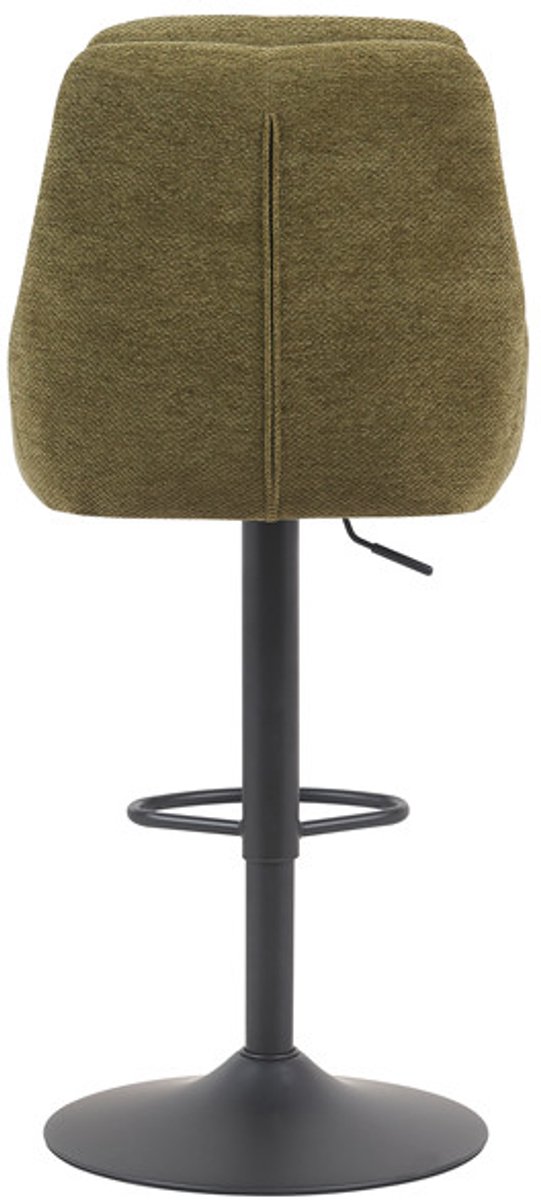 Barkruk Avaro Groen - Stof - Set van 2 - Geschikt voor kookeiland - Draaibaar - Met rugleuning - In hoogte verstelbaar - Zithoogte 85 - 64 cm - Zitdiepte 44 cm