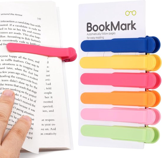 Foto: 6 stuks automatische boekenleggers siliconen pagina volgend design 6 verschillende kleuren boekaccessoires cadeau tip