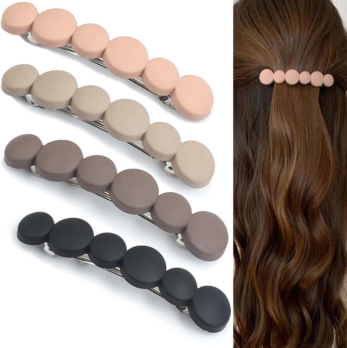 Set van 4 Franse Haarklemmen voor Dames - Automatische Klemmen van Hoogwaardige Acryl - Vintage Ontwerp voor Middellang en Lang Haar, Perfect voor Elke Gelegenheid